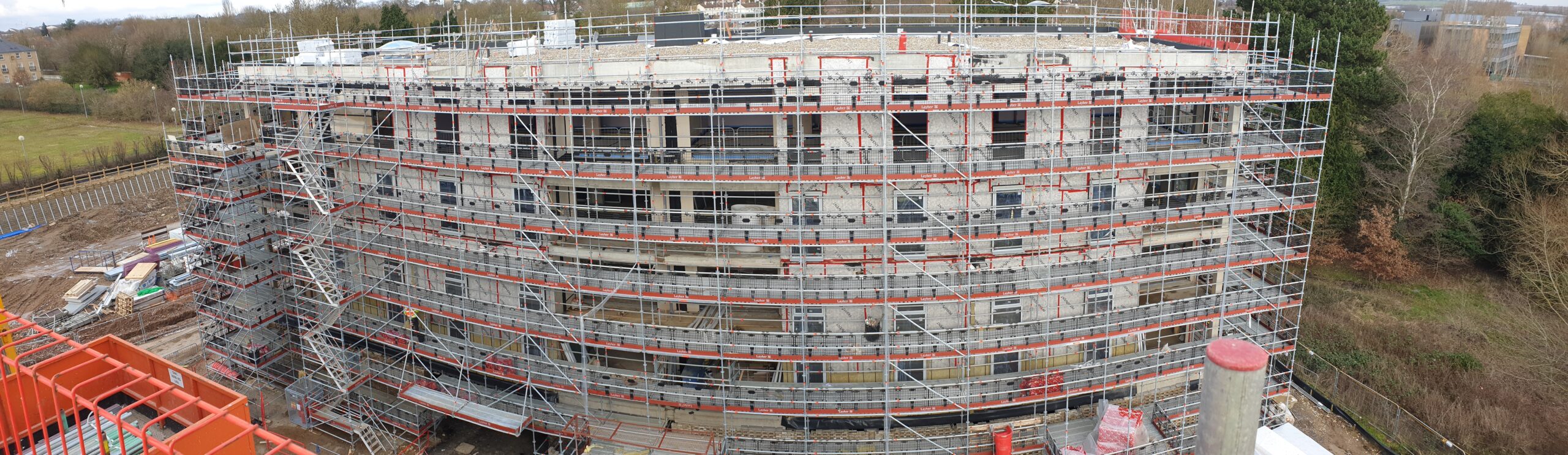 scaffolding on large concrete building